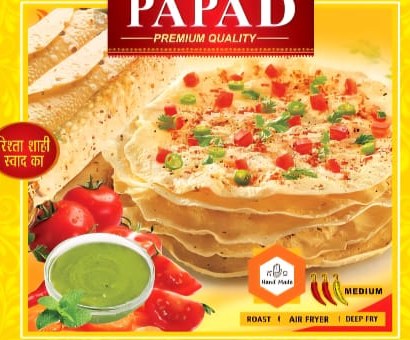 Nishani premium papad served with chutney and salad
